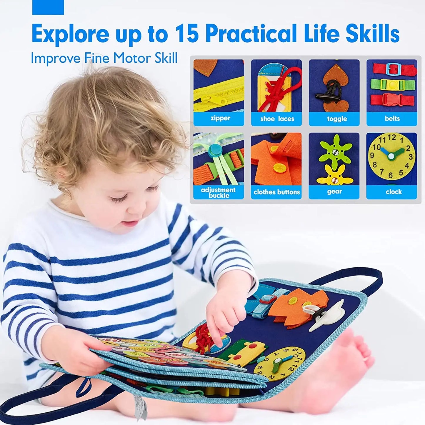 Montessori Toys Busy Board Sensory Activity Developing Board for Motor Skills,Learning Board for Toddlers  Christmas Gift