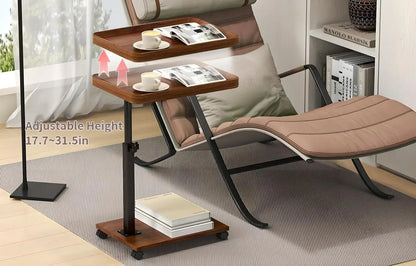 Chariot roulant réglable, Table de chevet, bureau pour ordinateur portable, lit médical pour la maison, plateau alimentaire 360 °   Bureau à domicile de table de plateau de canapé rotatif