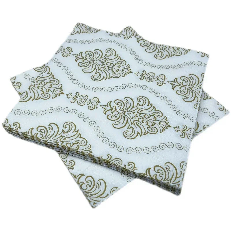Serviette de table carrée imprimée florale, 2 plis, 20 pièces/paquet, pour le visage, fête, restaurant occidental, 73 plis
