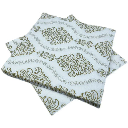 Serviette de table carrée imprimée florale, 2 plis, 20 pièces/paquet, pour le visage, fête, restaurant occidental, 73 plis