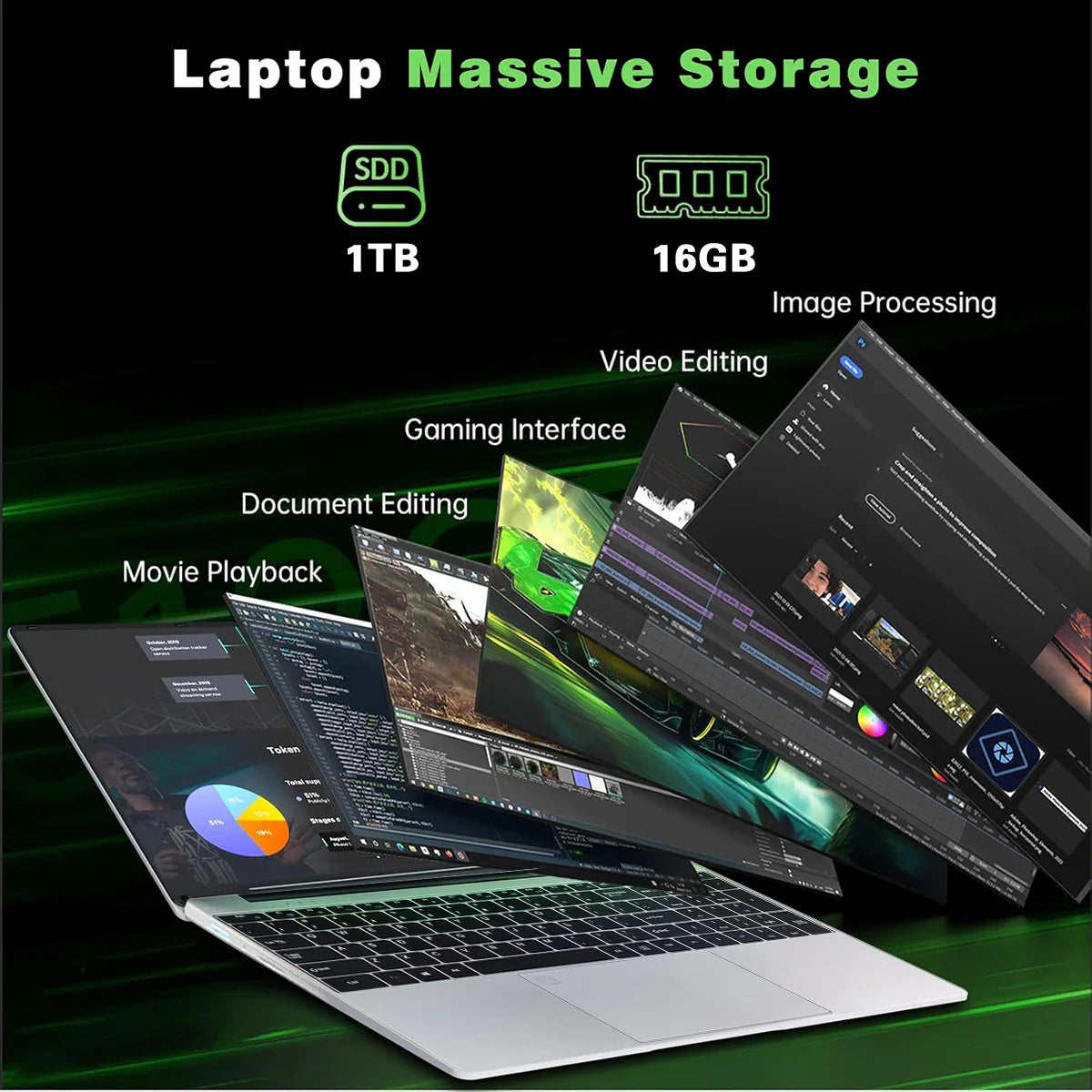 ACEKAMAS 15.6" Laptop Computer Intel Celeron N5095 Windows 11 Pro Laptops Gamer 1080P 16GB DDR4 1TB SSD Office Study Notebook PC
