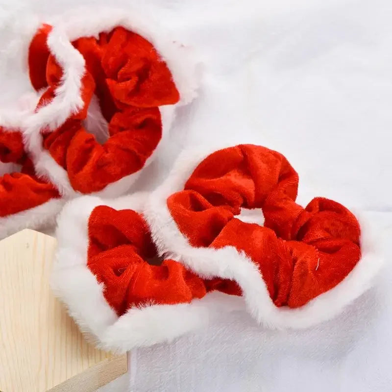 1Pcs Christmas Scrunchies For Women Girls Elastic Hair Rubber Fashion Christmas Ornaments Hair Ring Velvet Ponytail Holder