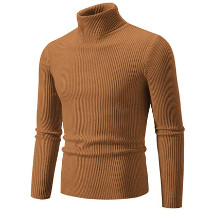 Hommes Pulls Gilets Cols Roulés Tricotés Manches Longues Couleur Unie Décontracté Coupe Slim Épais Épissure Automne Hiver