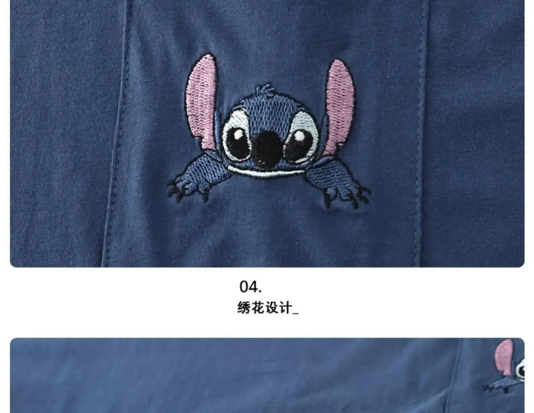 Stitch anime summer pure cotton men and women couple pajamas creative cute short-sleeved shorts home service suit holiday gift