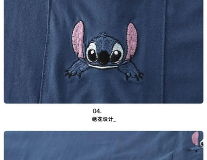 Stitch anime summer pure cotton men and women couple pajamas creative cute short-sleeved shorts home service suit holiday gift