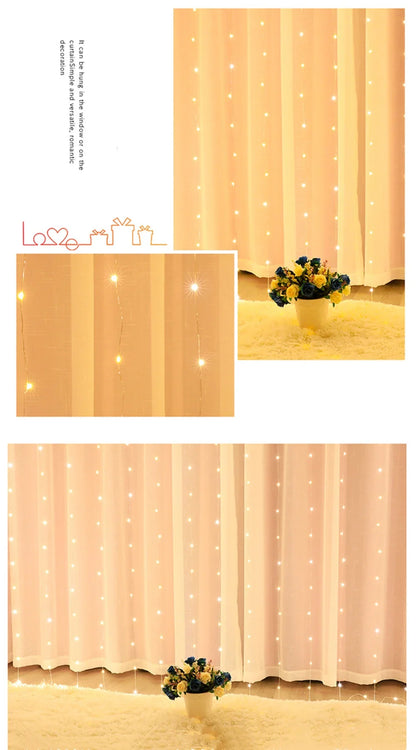 1pc USB 3x3/3*2/3*1 LED rideau chambre lumières guirlande de noël fée lumière feston mariage maison chambre décoration éclairage