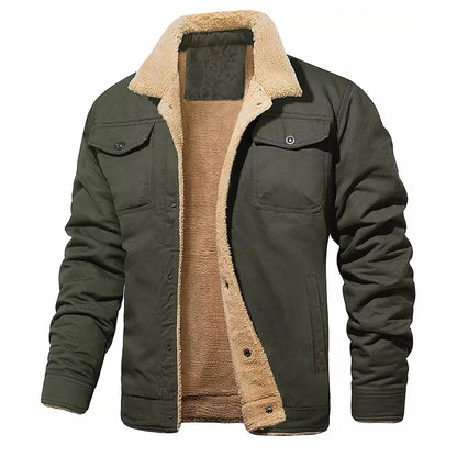 2025 Fashion Fleeced Jacket for Men Solid Color Thick Warm Outwear Tops Quality Autumn Winter Casual Coats Black Men's Jackets
