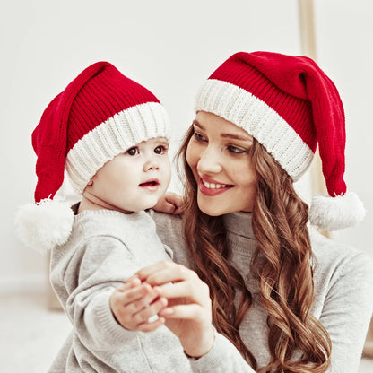 Bonnet de Père Noël à pompons pour enfants et adultes, mignon, doux, fête du Nouvel An, cadeau pour enfants, décoration de Noël, Noel, 2024