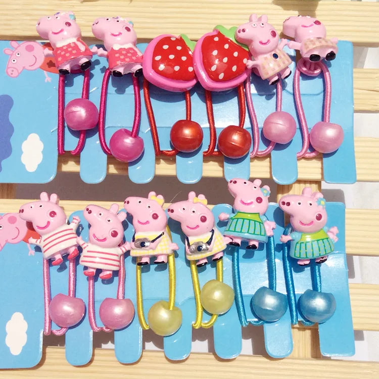 Peppa Pig Hairpins Hair Rope Children Kawaii Peppa Pig George Hairpins Hair Rope Bb Clip Girls Peppa Pig Accessories Students