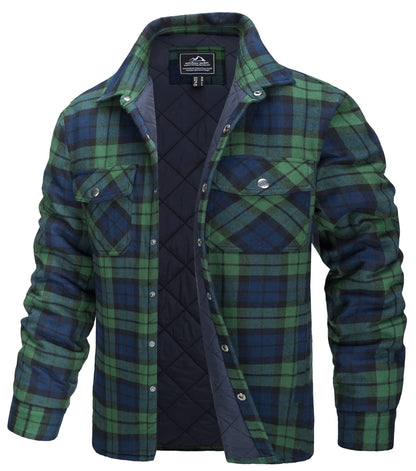 TACVASEN Veste d'hiver en coton à carreaux pour homme, manches longues, matelassée, doublée, en flanelle, multi-poches, vêtements d'extérieur, manteaux de randonnée