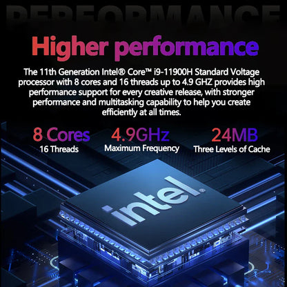 Gaming Laptop 16 Inch Intel Core I9-11900H 32 GB RAM 2TB SSD Fingerprint Unlock 8 Cores 16 Threads Wifi6 HD Camera DDR4 Computer