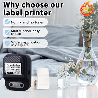 Portable Printer Mini Label Printer Self-adhesive Inkless 12-58mm Label Makers For Photo/Label/Home/Office/Business/Gifts As B21
