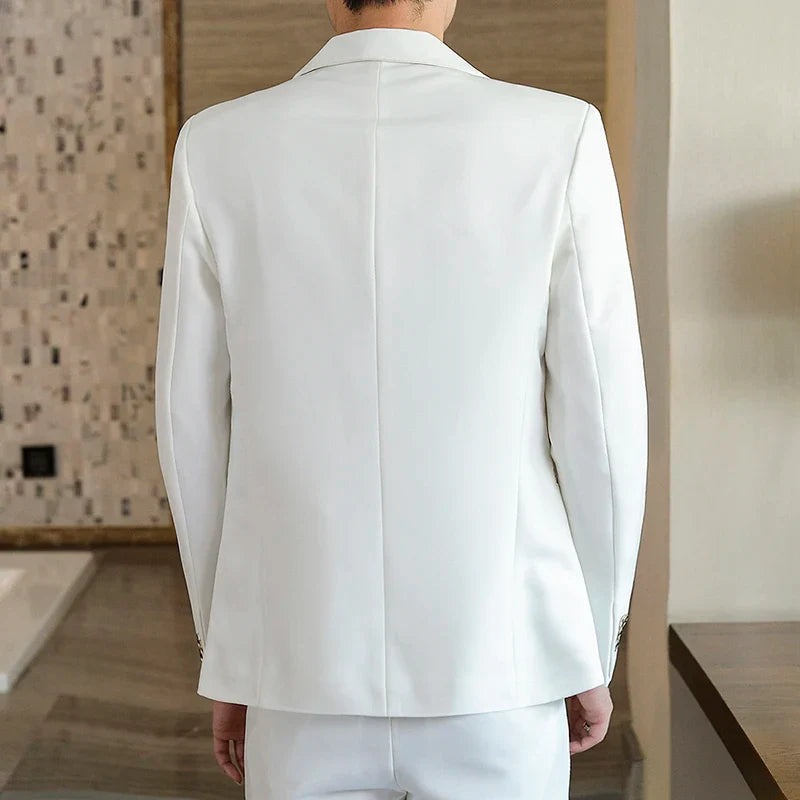 Men's Slim Fit Two-Piece Set Spring Fashion Korean Style Suit And Trousers Ensemble High-Quality Trendy Clothing for 2024