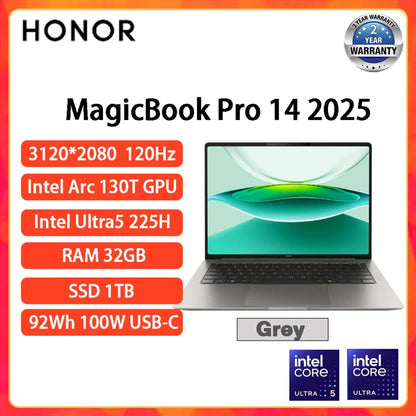 Honor MagicBook Pro 14 Laptop AI Thin Notebook 14.6-inch U5-225H U9-285H 16G/32G 1T 3.1K Screen 92Wh