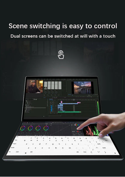 New Dual Screen Laptop Intel i3 1215U N100 Dual 10.95 Inch IPS Touch Screen Windows 11 Office Computer Tablet Notebook WiFi 6