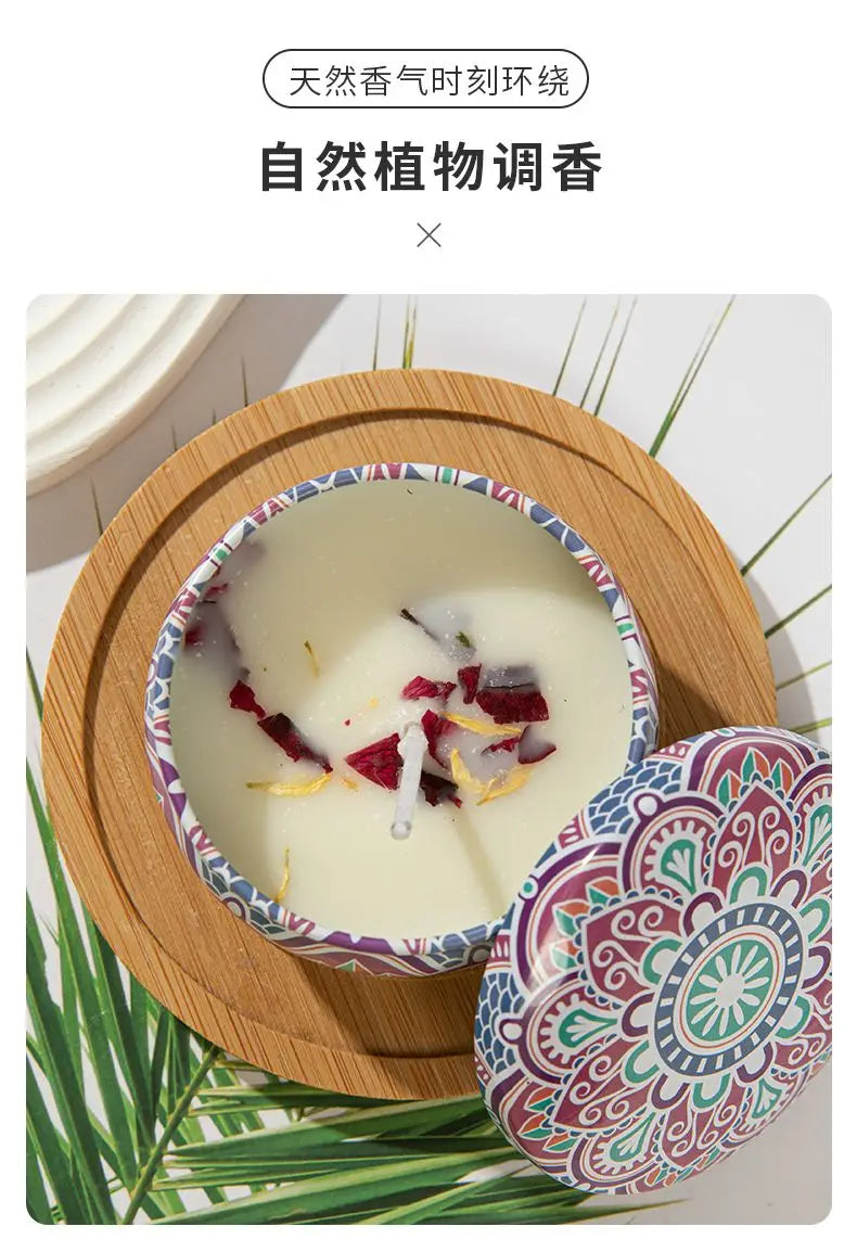 Bougies parfumées Osmanthus Gardenia avec pétales, petites bougies parfumées romantiques pour cadeaux d'anniversaire de filles, aromathérapie pour la maison