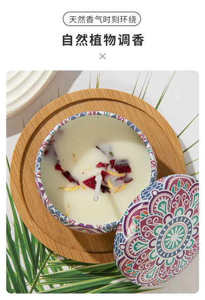 Bougies parfumées Osmanthus Gardenia avec pétales, petites bougies parfumées romantiques pour cadeaux d'anniversaire de filles, aromathérapie pour la maison