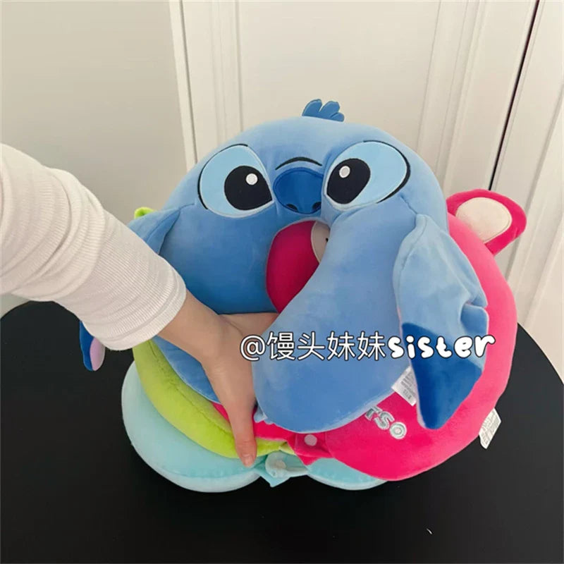 Cartoon Stitch U-shaped Neck Pillow Kawaii Stuffed Anime Comfortable Alien Sullivan Nap Pillow Airplane Travel Pillow Xmas Gifts