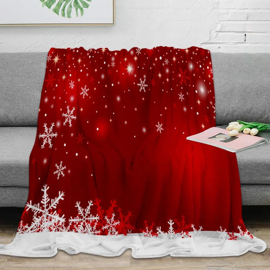 Christmas Snowflake Red Throw Blanket Portable Warm Blanket Blankets For Beds Home Decor Sofa Blanket