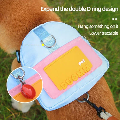 Sac à dos portable pour animaux de compagnie avec collier SFP, sacs à crottes, sacs de récompense, voyage en plein air, entraînement de chien, friandises pour chiots, poudres anale.