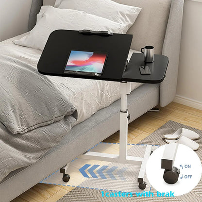 Table de lit inclinable avec roulettes, bureau de chevet réglable en hauteur, 2 ordinateurs de bureau inclinables, bureau sur pied pour ordinateur portable