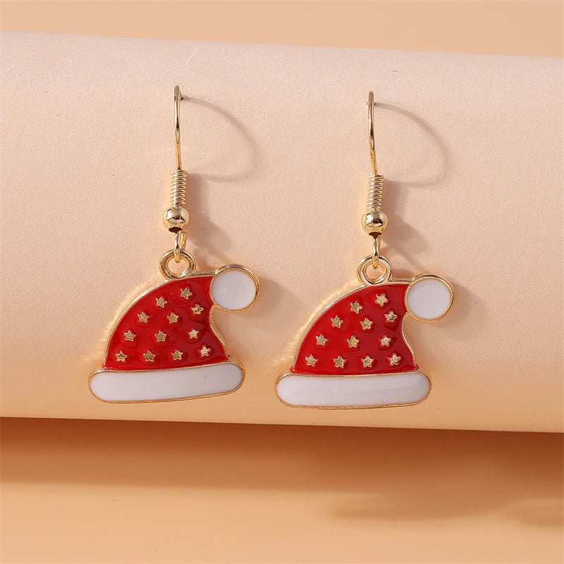 Fashion Merry Christmas Tree Deer Snowflake Santa Claus Drop Earrings for Women Girls New Year Party Festival Jewelry Gifts