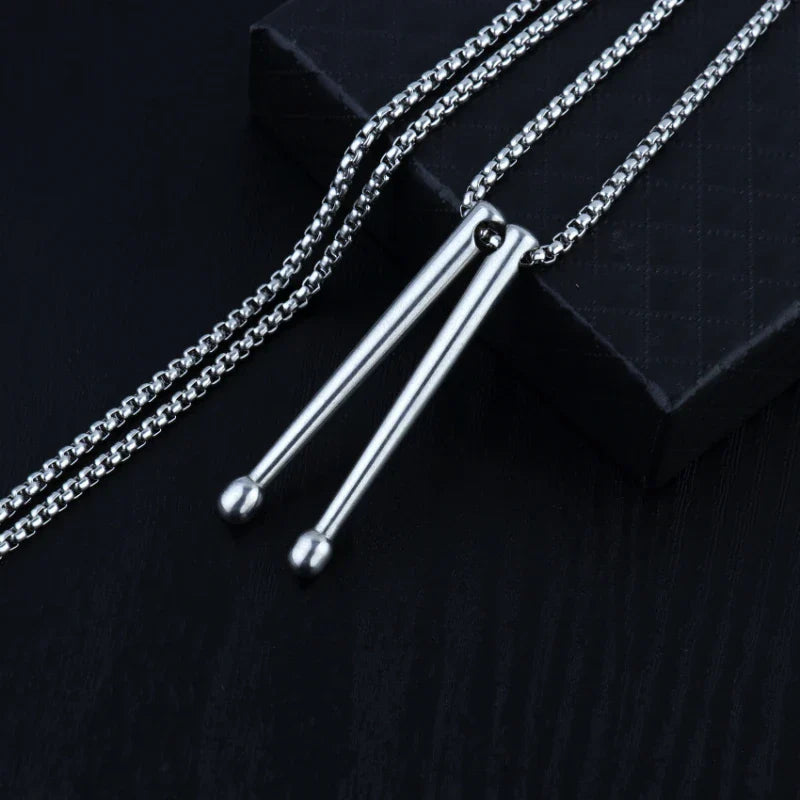 Tambour collier baguettes Punk bijoux Punk baguettes pendentif collier Cool tambour bâton collier pour femmes hommes tambour bâton