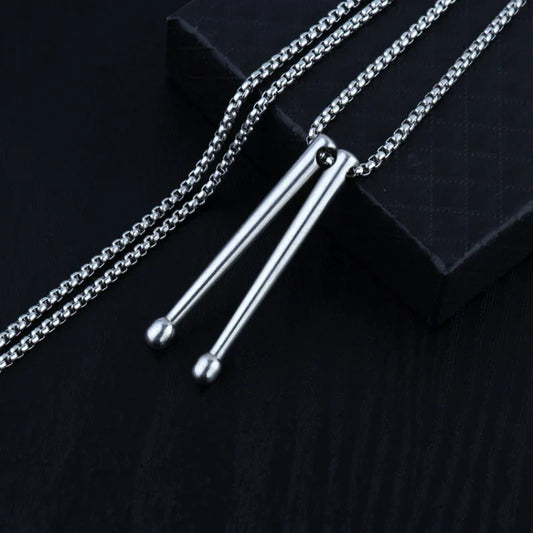 Tambour collier baguettes Punk bijoux Punk baguettes pendentif collier Cool tambour bâton collier pour femmes hommes tambour bâton