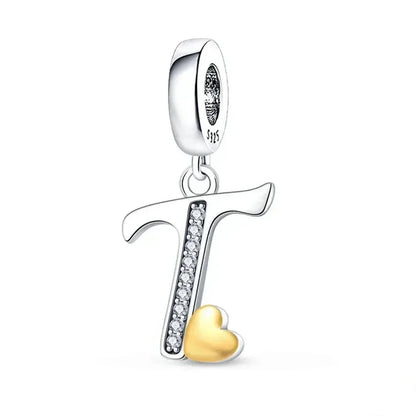 925 Sterling Silver Initial Charm with CZ Sparkle