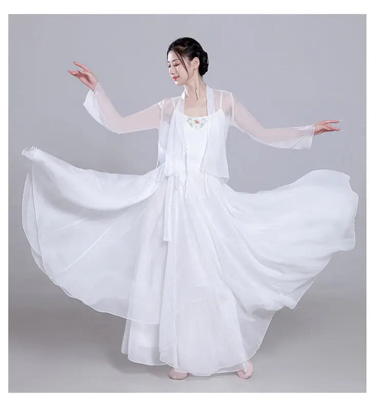 Ele Classical Dance Costume White Gauzy Skirt Super Fairy T Performance Suit Fene Dra Design Beautiful Mythology