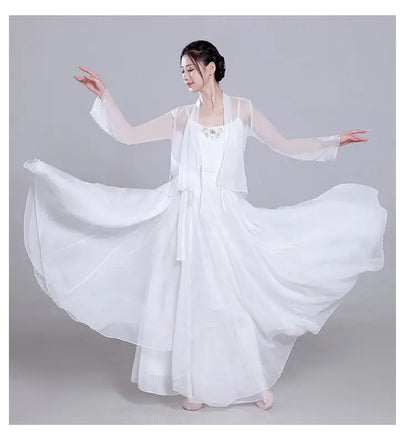 Ele Classical Dance Costume White Gauzy Skirt Super Fairy T Performance Suit Fene Dra Design Beautiful Mythology