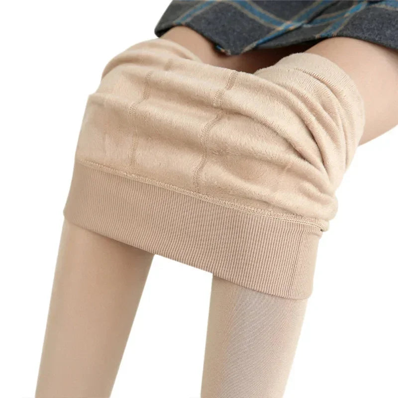 Leggings d'hiver pour femmes Leggins chauds couleur unie velours Leggins taille haute Leggings extensibles livraison directe