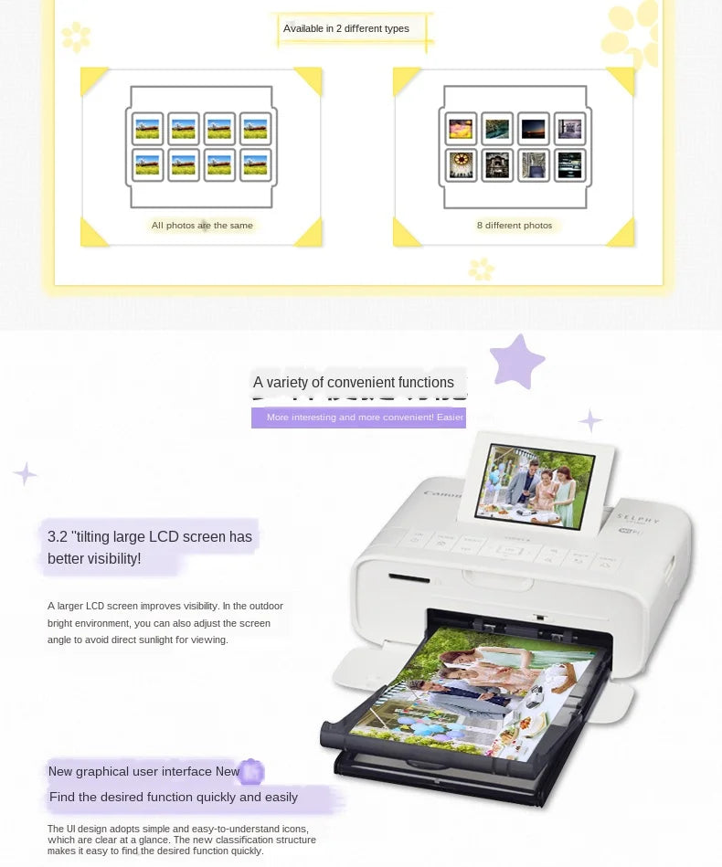 Photo Printer Wireless Connection To Print CP1300 Small Photo Printer Can Print Stickers