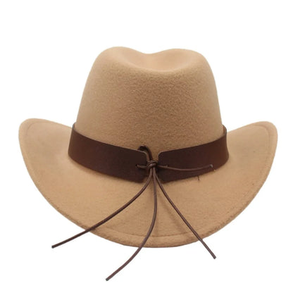 Chapeau de cowboy occidental en feutre pour enfants, accessoires de tête de bœuf, bande de vache, style tibétain, chapeau haut de forme ethnique, bord enroulé souple, casquette de cow-girl