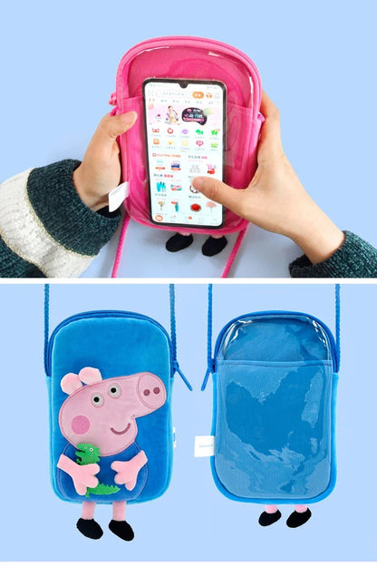 Peppa Pig Crossbody Bag Stereoscopic Doll Backpack Anime Knapsack Plush Coin Purse Toys George Round Pocketbook Children's Gifts