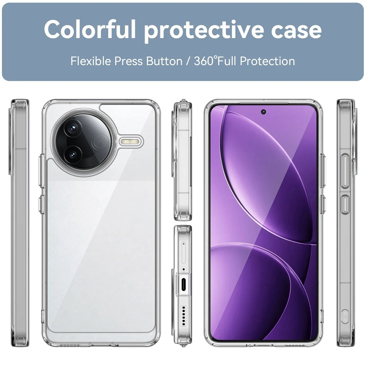 Soft border + hard Acrylic back Coque Fundas coverage Case For Xiaomi ( Redmi K80 / Poco F7 Pro ) Clear covers ????? Phone Cases