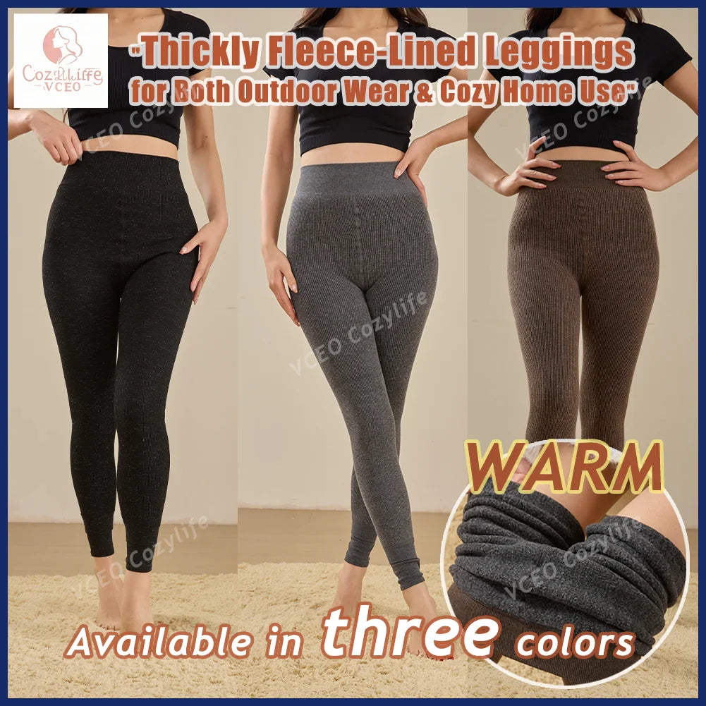 Winter Warm Fleece Lined Leggings Thickened Lounge Pants Extra Warm Heavyweight 300g Plush Fleece Thermal Leggings for Women