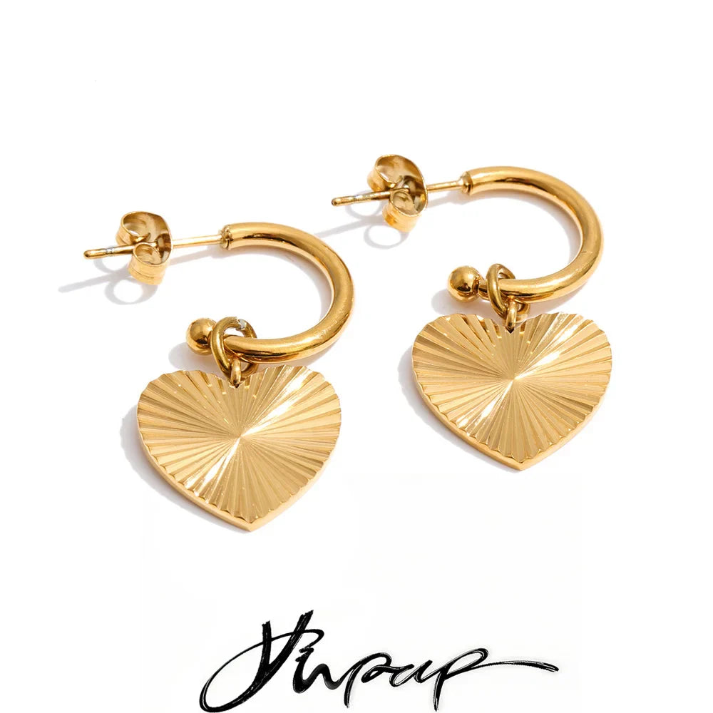 Yhpup – boucles d'oreilles pendantes en forme de cœur en acier inoxydable, pour toutes les Occasions, cadeau de saint-valentin, bijoux classiques antirouille