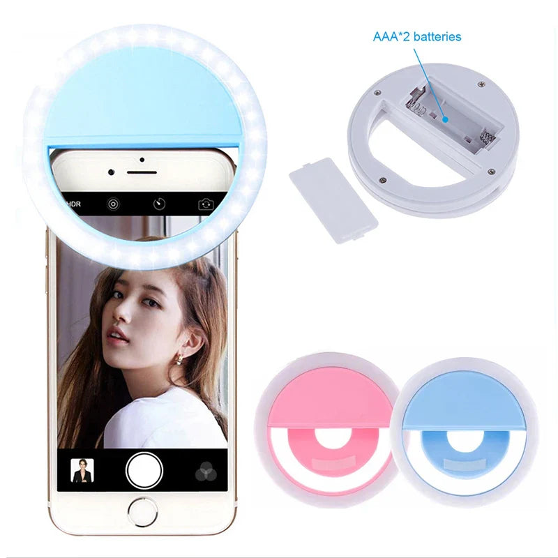 Anneau lumineux Led pour Selfie, objectif de téléphone Portable, lampe LED pour Selfie, Mini lumière pour téléphone Portable, pour iPhone Xiaomi Huawei vidéo en direct