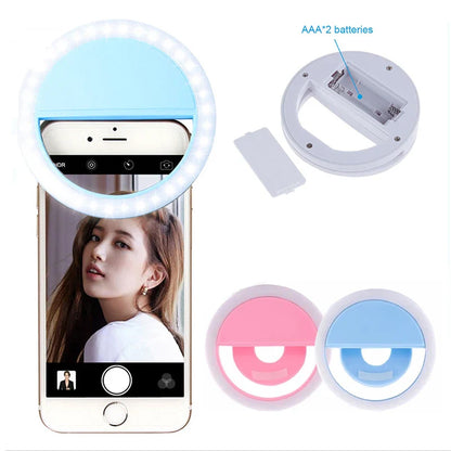 Anneau lumineux Led pour Selfie, objectif de téléphone Portable, lampe LED pour Selfie, Mini lumière pour téléphone Portable, pour iPhone Xiaomi Huawei vidéo en direct
