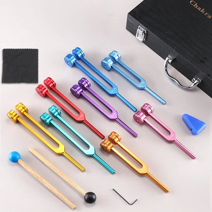 Ensembles de diapasons Chakras colorés, diapason de guérison, fourchettes de méditation en alliage d'aluminium, Instruments de Percussion portables