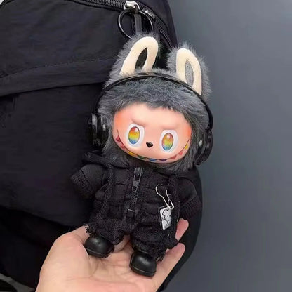 [No Doll] Cute Plush Doll Casual Hoodie Black Suit Fashion Sweatshirt Jacket Outfit Clothes for Labubu Clothes Gifts