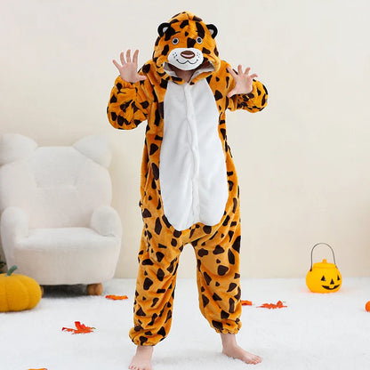 MICHLEY – Combinaison à capuche en flanelle motif Capybara pour enfant, pyjama, grenouillère, déguisement pour Halloween, pour garçon et fille