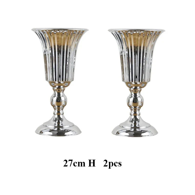PEANDIM Luxury Silver Flower Vase Home Vase Desktop Craft Flower Arrangement Decoration Wedding Party Christmas Flower Rack