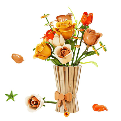 13066 868 + pièces blocs de construction Bouquet de fleurs plante Rose briques modèle enfant bricolage jouets adulte romantique cadeaux de saint valentin