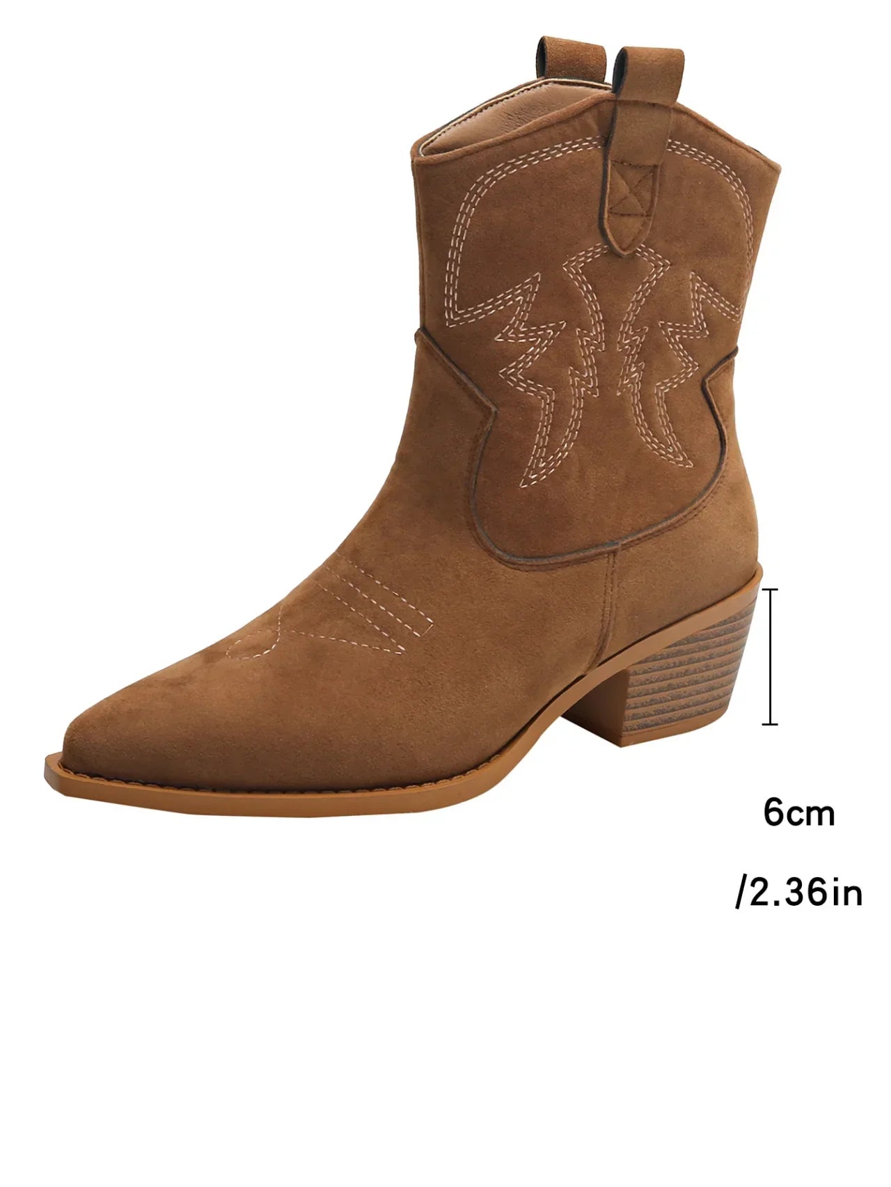 Nouvelles Chaussures Brodés à Bout Pointu Bottes de Chevalier à Talon Épais Bottes Courtes de Cowboy Western Rétro à Enfiler Botas De Mujer 2025
