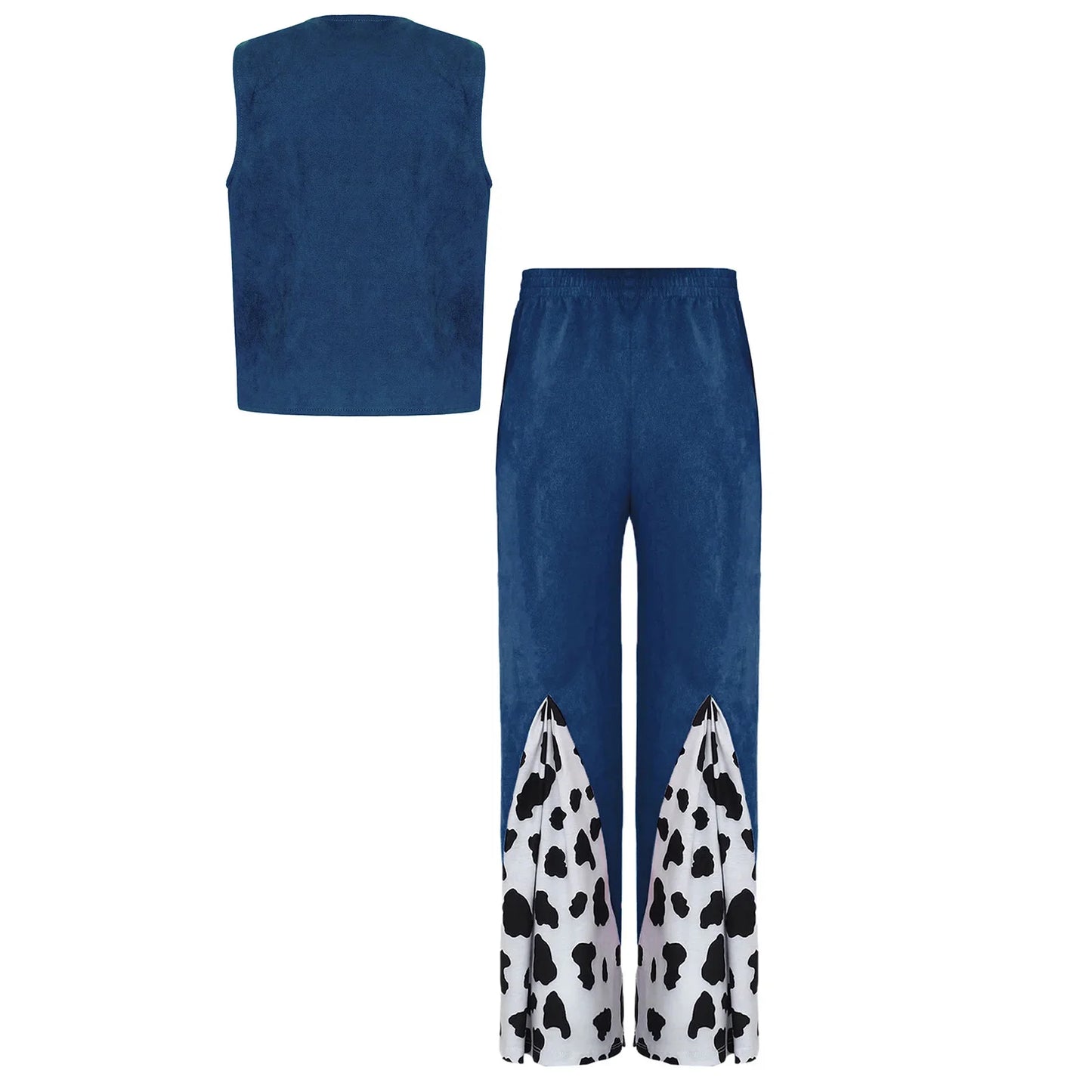 Enfants enfant Halloween Western Cowboy Cowgirl Cosplay Costume imprimé vache gilet à pampilles et ensemble de pantalon évasé Carnaval fête habiller
