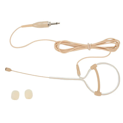 Casque beige à oreillette unique, microphone, fonctionnement mains libres, prise XLR 3,5 mm, 3 broches, 4 broches, avec bonnette de microphone