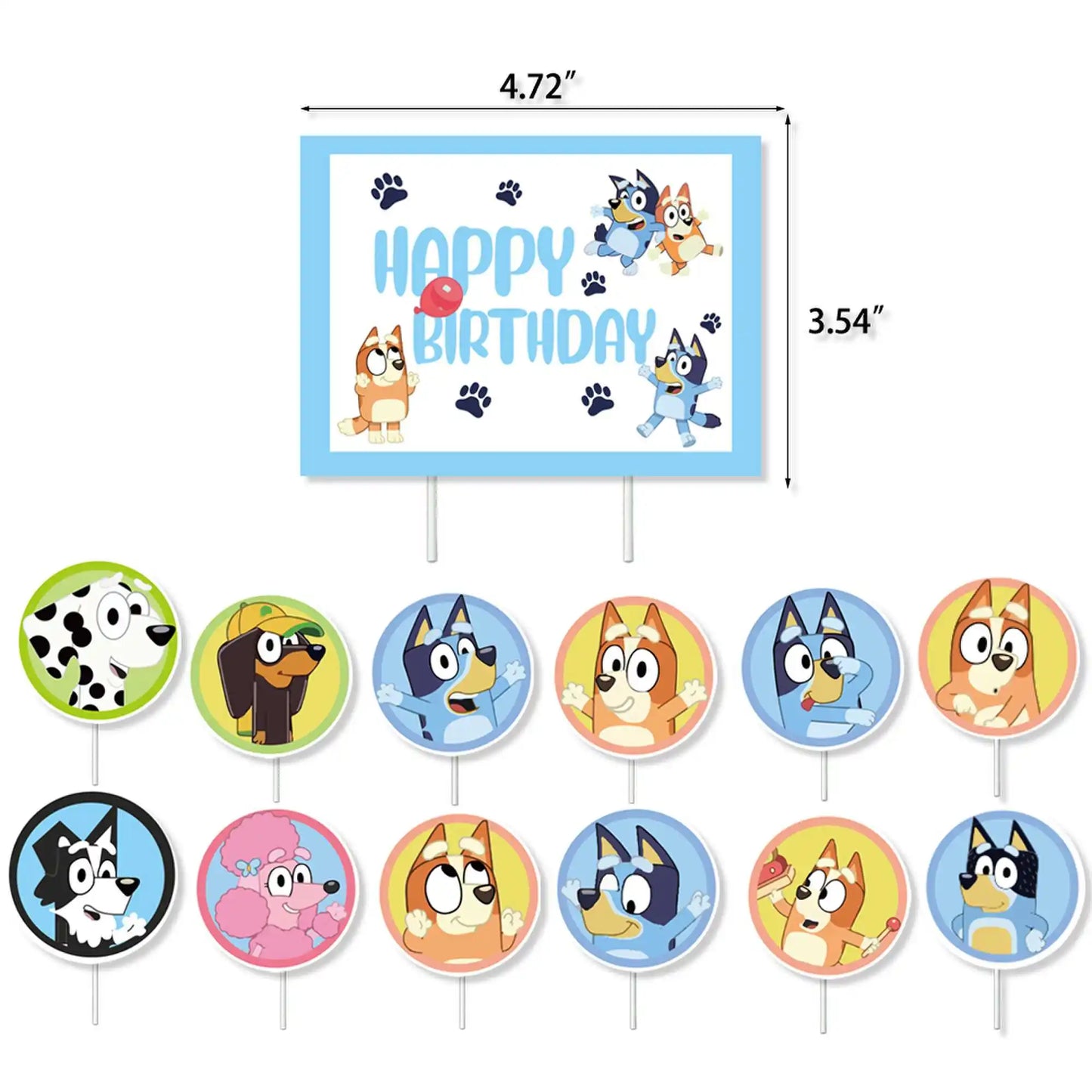 Bluey – vaisselle de fête d'anniversaire de noël, bannière jetable, garniture de gâteau, drapeau suspendu, ballons avec chiffres bleus, décoration d'anniversaire