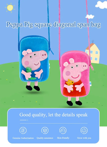 Peppa Pig Crossbody Bag Stereoscopic Doll Backpack Anime Knapsack Plush Coin Purse Toys George Round Pocketbook Children's Gifts